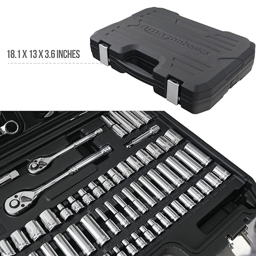 Amazon Basics Mechanic's Socket Tool Set With Case, Metric Sizes, 145-Piece - size: 145 Piece