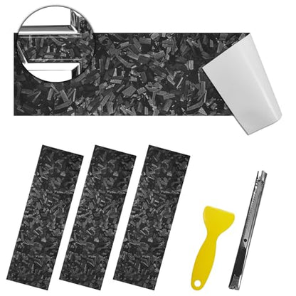 QianBao Compatible with 11.8" x 4" Chevy Bowtie Emblem Vinyl Wrap Kit - color: Forged Carbon Fiber Black 3