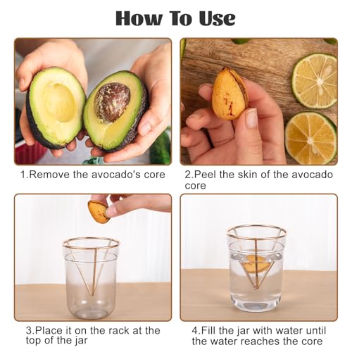 4 Pcs Golden Avocado Seed Starter Rack for Mason Jar of Wide-Mouth - color: Gold