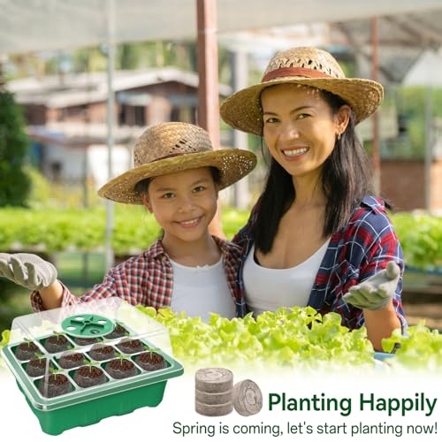 Seed Starter Tray with Peat Pellets, Green Seeding Starter Trays for Plants - size: 4 Set-green