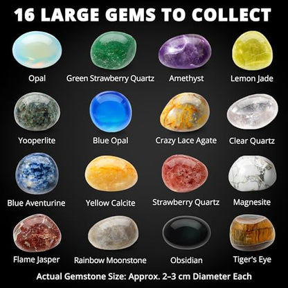 PIBEX Gemstone Collection Kit, 16 Gems & Crystals, Approx. 1-Inch / 2-3 cm - style: 16PC Polished Edition