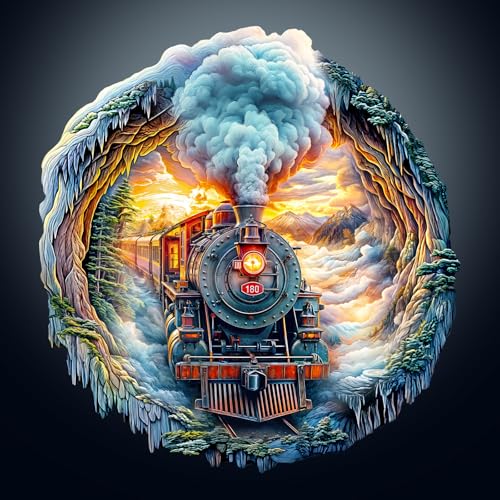 Wooden Puzzles for Adults, 13.4 * 12.6in 270pcs Steam Train Puzzles - color: 3d Steam Train, size: Large
