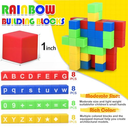 1 Inch Large Magnet Cube for Kids Toddler, Magnetic Blocks Gifts for Boys Girls , Letter Alphabet Sensory STEM Toy Science Kit, Number Construction 3D Puzzle Learning Toy Classroom Must Have 32 Pack