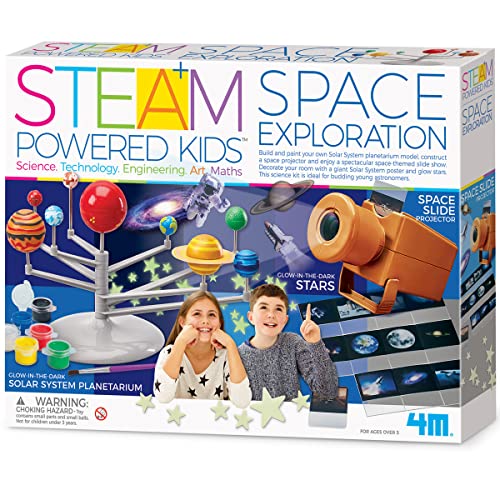 4M - STEAM Space Exploration - Build & Paint Solar System Planetarium Model, Assemble Space Toys Projector with Slides, Includes Glow Stars & Poster - Educational Science Planet Toys Kit, Kids Ages 5+ - style: Space Exploration