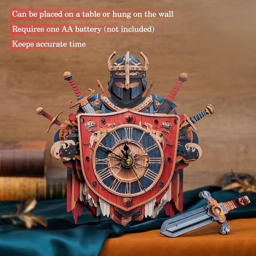 3D Puzzles for Adults Knight Shield Puzzle Clock Adult Crafts - color: Knight Shield Clock