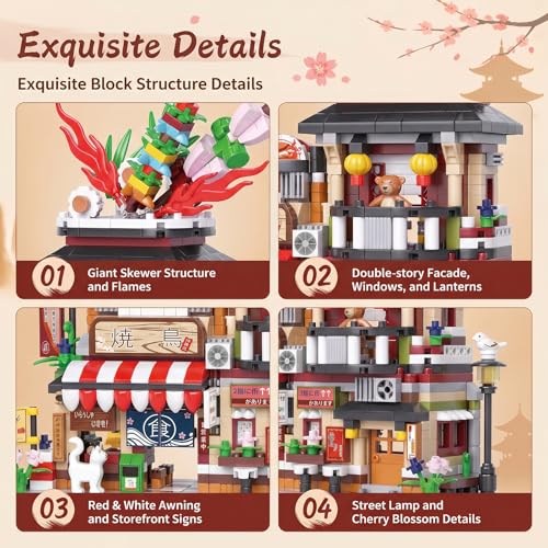 JYLWSMHMU Japanese Yakitori House Building Blocks Set Mini Street View Izakaya Construction Kit Unique Collectible Display Model and Creative Gift Idea - color: Japanese Yakitori House