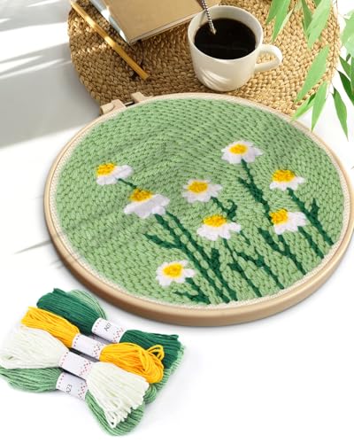 TINDTOP Punch Needle Kit, Daisy Punch Embroidery Kits for Adults - color: Daisy