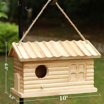 Bird House Outdoor Bluebird House for Outside Clearance, Hanging Bird Houses Cardinals Unfinished Wooden Bird Nesting Box