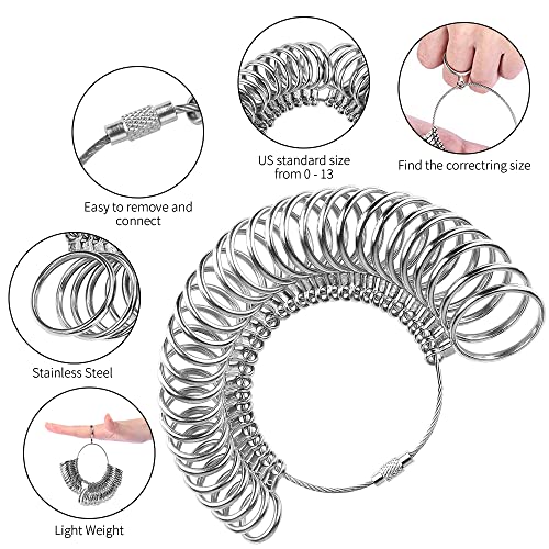 Ring Sizing and Repair Kit，Solid Aluminum Mandrel, Solid Premium Steel Ring Mandrel Hammerable Round Mandrel，Jewelry Mandrel and Mallet. Ring Size Fixer Repair Set - color: 5 items