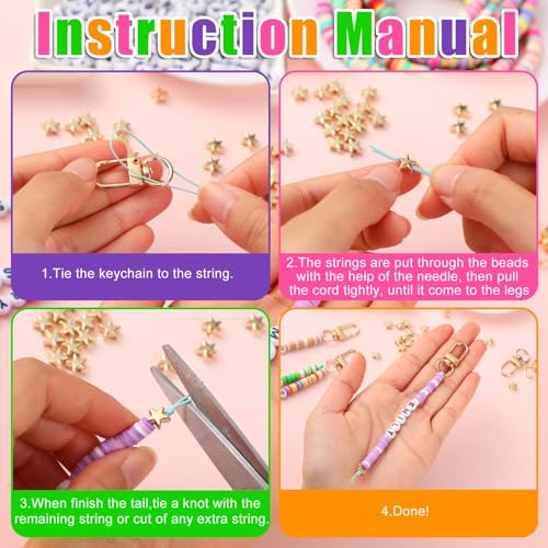 Ferreve 4948 Pcs Friendship Keychain Making Kit Clay Beads Bag Charms Kit - style: Boho Style