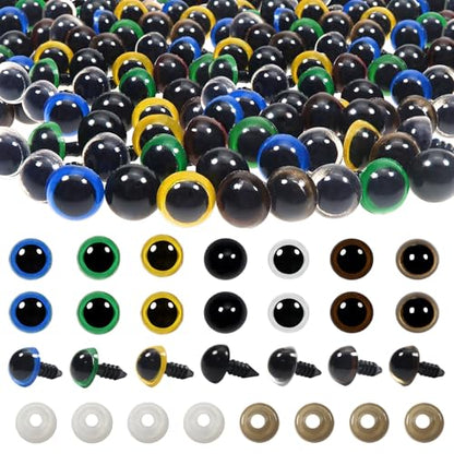 TOAOB 140pcs 10mm Colorful Plastic Safety Eyes Craft Eyes with Washers for Stuffed Animals Amigurumis Crochet Bears Dolls Making - size: 10mm