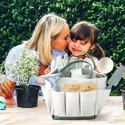 The Ultimate Kids Gardening Set - Safe Toddler Tools for Outdoor Fun - color: Sage Green