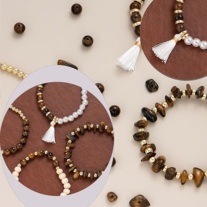 Xylise Jewelry Making Supplies Kit Natural Stone Beads for Irregular Natural Stone with for DIY Craft Bracelet Necklace Earrings for Adults (Tiger's Eye) - color: Tiger's Eye