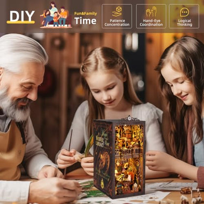 TOYQI Book Nook Kit, DIY Miniature Dollhouse Kit for Adults and Teens - color: Wonder Libraty