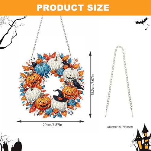 NAIMOER Halloween Diamond Art Hanging Kits for Adults, Pumpkin 5D Special Shaped Rhinestone, DIY Acrylic Diamond Art Painting Window Pendants Home Garden Wall Hanging Ornament Kits, Double Sided - color: Halloween Pumpkin