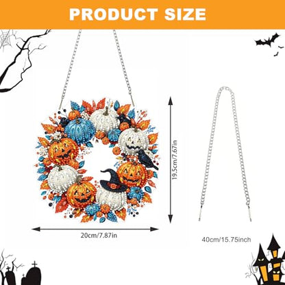 NAIMOER Halloween Diamond Art Hanging Kits for Adults, Pumpkin 5D Special Shaped Rhinestone, DIY Acrylic Diamond Art Painting Window Pendants Home Garden Wall Hanging Ornament Kits, Double Sided - color: Halloween Pumpkin
