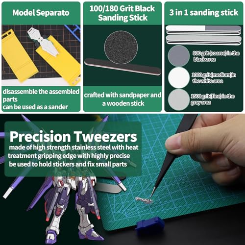 15Pcs Modeler Basic Tools for Gundam, Hobby Building Tools Kit for Model Building Repairing and Fixing