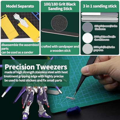 15Pcs Modeler Basic Tools for Gundam, Hobby Building Tools Kit for Model Building Repairing and Fixing