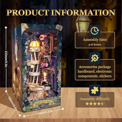 Book Nook Magic Night Alley DIY Miniature House Kit for Adults - color: Sq-16