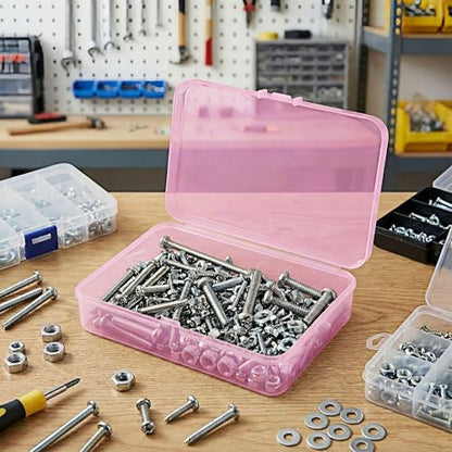 LJY 24 Plastic Boxes, 4 Sizes for Beads - color: Pink