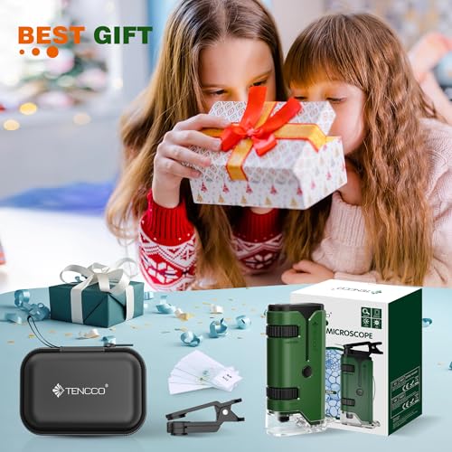 100x-250x Pocket Microscope for Kids Adults, Protable Handheld Miniscope, Mini Microscope Kit for Kids Adults Home School Lab Biology Science Education, Green - color: Green