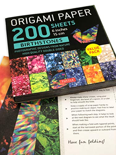 Origami Paper 200 sheets Birthstones 6" (15 cm): Photographic Designs of Gemstones: Double Sided Origami Sheets Printed with 12 Different Designs (Instructions for 6 Projects Included)