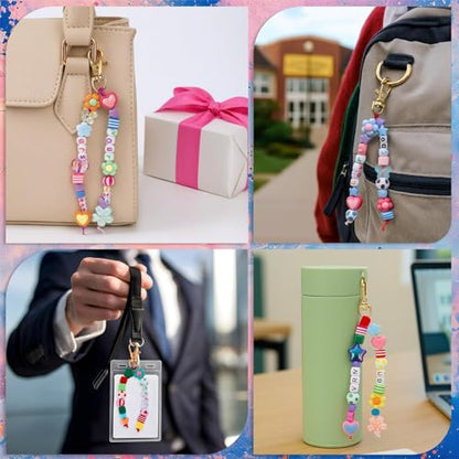 TOHONGADON 618 PCS Beaded Keychain Making Kit, Colorful Bag Charm Kit - color: 618 Pcs Bead