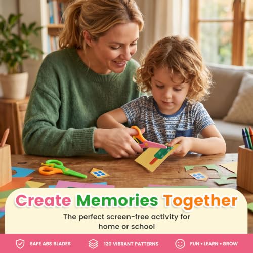 Koogel Toddler Scissors Practice Kit, 2 Safety Scissors & 120 Craft Papers