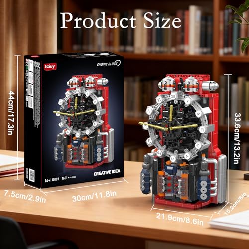 Sosuy Engine Clock Model Kit Mini Motor Building Blocks Set that can Runs - color: Engine Clock