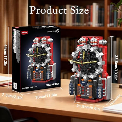 Sosuy Engine Clock Model Kit Mini Motor Building Blocks Set that can Runs - color: Engine Clock