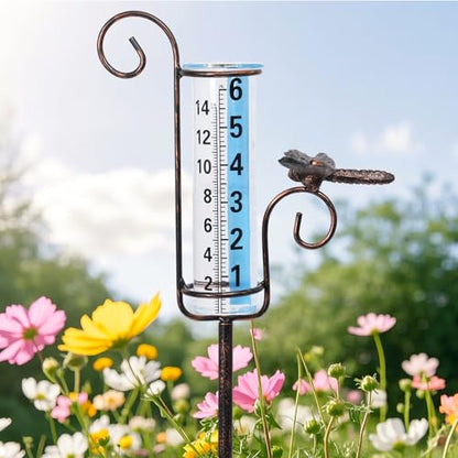 Rain Gauge Outdoor, Dragonfly Rain Gauge for Lawn, Yard and Garden - color: Dragonfly