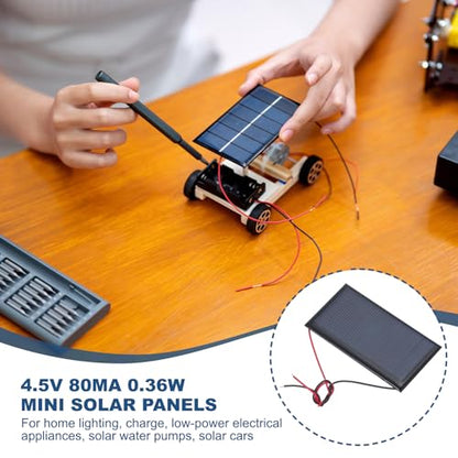MECCANIXITY 2 Pcs 4.5V 0.36W 80mA Mini Solar Panels, Small Polycrystalline Solar Cell Panel with 2 Cable for DIY Electric Toy Materials Kits Charger, 77.5mm x 40.5mm - style: 4.5V 0.36W 80mA
