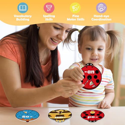 Kasfalci CVC Word Cards,CVC Word Games,Phonics Games,Speech Therapy Toys for Toddlers Kids,Learn to Read,Spelling Reading Learning Game,Kindergarten Preschool Learning Activities Educational Toy - style: CVC