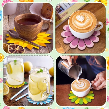 Patelai 61 Pcs Flower Wooden Coasters Painting Kit for Adult, DIY Craft - style: Floral