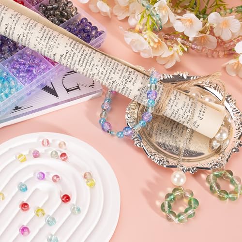 XSEINO 24 Colors 1200PCS Transparent Gradient Glass Beads Kit - color: Gradient Series