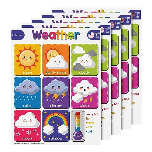FoldCard Weather Chart Educational Poster 8.5x11 5pk - color: Weather and Temperature