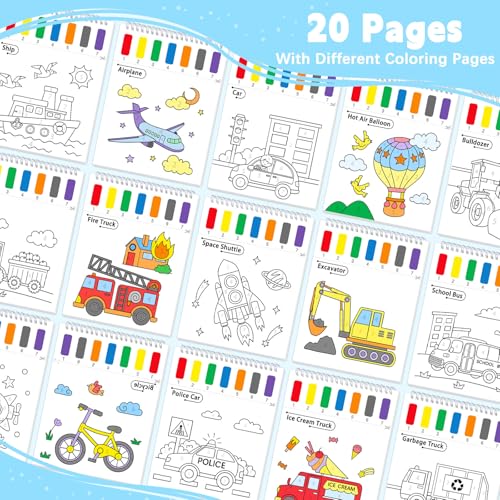SOCOLER Paint with Water Coloring Books for Kids & Toddlers Boy-Traffic - color: Traffic