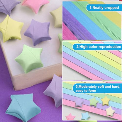 FoDau770 Solid Color Star Paper Strips - 1080 Sheet, Macaron Colour - color: Solid Macaron Colour