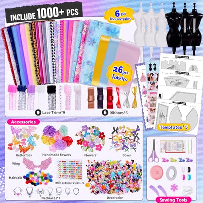 Fashion Designer Kits for Girls with 6 Mannequins, 800+ Craft Kits for Kids