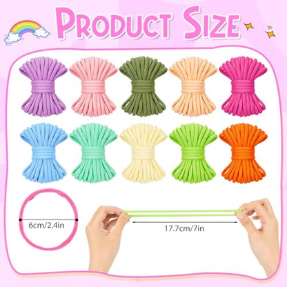 1000 PCS Loom Refill Loops, 10 Colors Loops Bands Nylon for 7-10 Inch Weaving Looms, Elastic Refill Loops Potholder Loom Kit Art and Crafts DIY Supplies for Adults Teens (Bright Series) - color: Bright Series