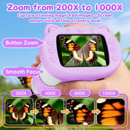 SEEKID Kids Microscope,1000X Handheld Digital Microscope (Purple) - color: Purple