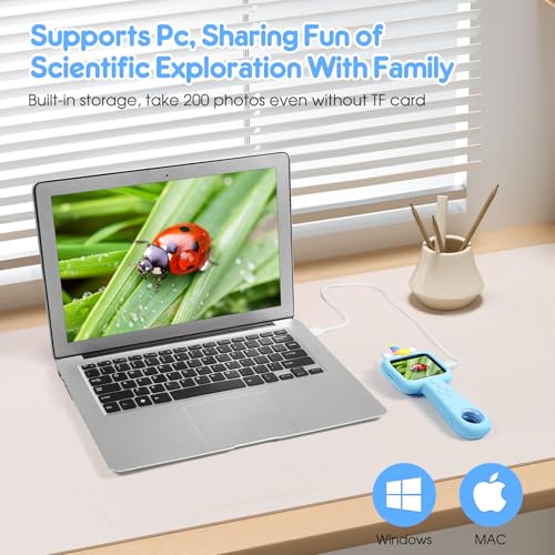 2.4" Screen Kids Microscope, 4K Handheld Digital Microscope - color: Blue