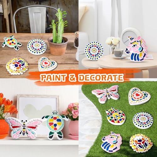 EggSun 8Pcs Stepping Stones Painting Crafts Kit for Kids 4 8 6, DIY Garden Stones Outdoor Paint Your Own Ceramic Unicorn Arts and Crafts for Boys Girls Ages 4 7 9 10 12 Birthday Gifts - style: Unicorn
