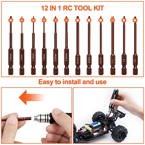 Hex Screwdrivers Set 12 in 1 RC Tool Sets Hobby Tools Kit - color: Brown