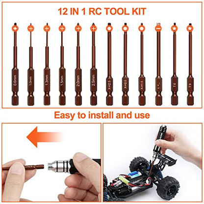 Hex Screwdrivers Set 12 in 1 RC Tool Sets Hobby Tools Kit - color: Brown