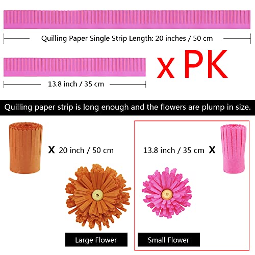 FAZHBARY 20 Inch / 50 CM Quilling Paper Flowers Kit Colorful 8 Different Petal Paper Quilling Strips Bulk for DIY Handmade Art Crafts