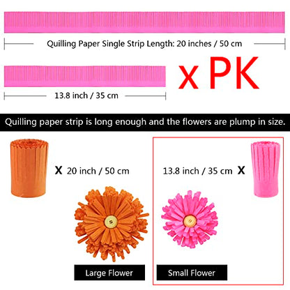 FAZHBARY 20 Inch / 50 CM Quilling Paper Flowers Kit Colorful 8 Different Petal Paper Quilling Strips Bulk for DIY Handmade Art Crafts