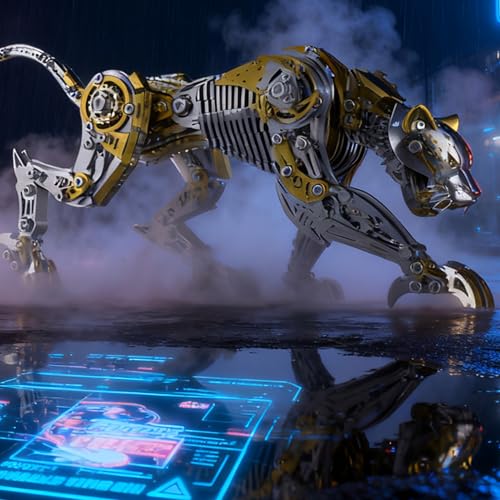 3D Metal Puzzle for Adults, 506Pcs Mechanical Leopard Model Kit (Gold) - color: Gold