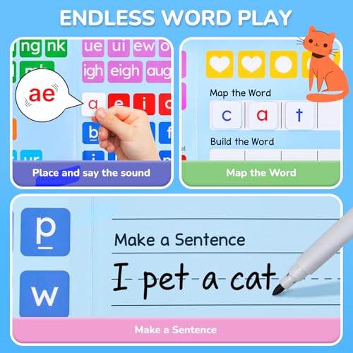 JoyCat 265 Phonics Magnetic Letter Tiles, with 3 Word Building Folder - style: 265 Tiles+3 Word Folder