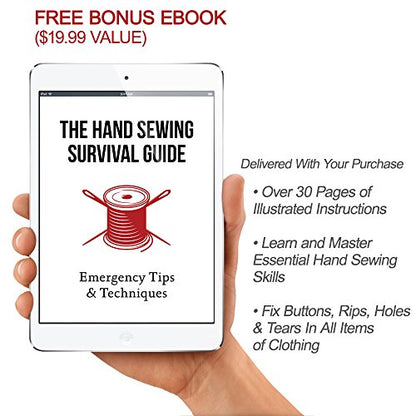 CraftLab Sewing Kits Best Mini Travel Sewing Kit - Portable Emergency Set with Needles, Thread, Scissors + Ebook
